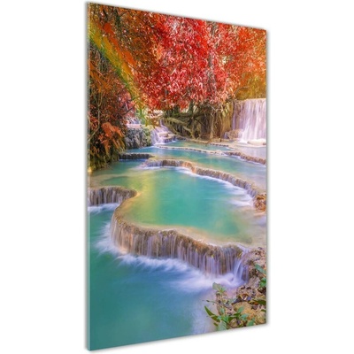 Vertikálny foto obraz fotografie na skle Vodopád jeseň 50x100 cm
