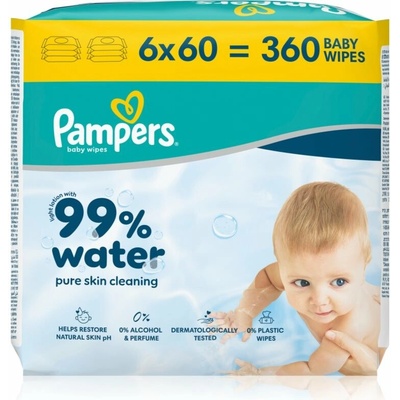 Pampers 99% Water Baby Wipes vlhčené čisticí ubrousky pro děti 6 x 60 ks