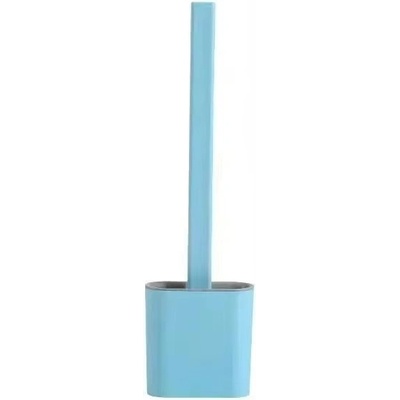 1Mcz Silikonová štětka na toaletu plochá se stojanem 35 cm modrá