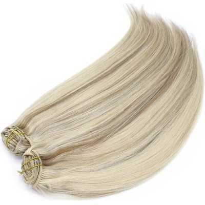 Clip in maxi set 53cm pravé lidské vlasy REMY PLATINA/SVĚTLE HNĚDÁ