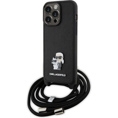 KARL LAGERFELD Кейс Karl Lagerfeld Crossbody Saffiano Metal Pin Karl & Choupette за iPhone 15 Pro Max, черен (3666339165789)