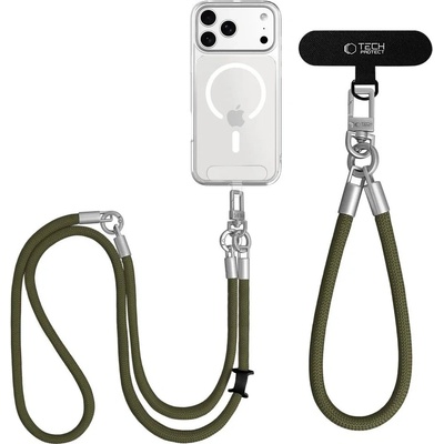 Tech-Protect C10S Rope Crossbody šňůrka na telefon s poutkem na zápěstí - BLACK/TITANIUM – Hledejceny.cz