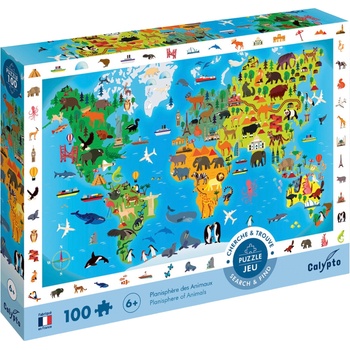 DJECO Образователен пъзел Djeco - Диви животни, 100 части (7501)