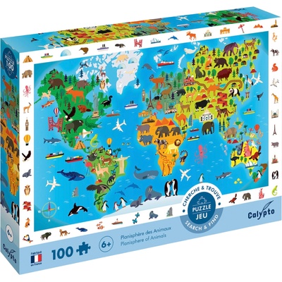 DJECO Образователен пъзел Djeco - Диви животни, 100 части (7501)