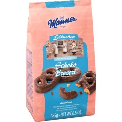 Manner Milchschoko Brezerl perník potažený mléčnou čokoládou 185 g