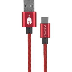 Spartan Gear Double Sided USB Red Кабел за зареждане и връзка USB-A / USB-C (066087)