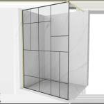 Mexen Kioto душ плоскостен Walk-in 100 x 200 cm, черен модел 8 mm, златно четкано - 800-100-101-55-78 (800-100-101-55-78)