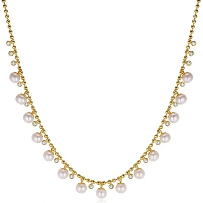 Majya Stříbrný řetízek s perlami pozlacený 11642