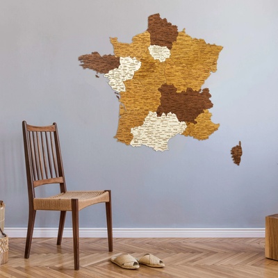 Drevená mapa Francúzska 150 x 152 cm