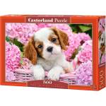 Castorland Пъзел Castorland от 500 части - Кученце в розови цветя (B-52233)