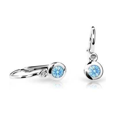 Danfil dětské náušnice C1537 z bílého zlata s kamínkem Arctic Blue zapínání brizura