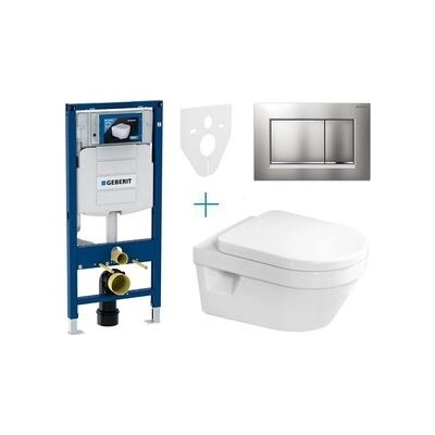 Geberit Duofix - sada pro závěsné WC 111.300.00.5 AZ + klozet a sedátko se softclose Villeroy & Boch Architectura + tlačítko Sigma30, lakovaný chrom mat easy-to-clean/chrom lesk 111.300.00.5 AZ7 – Zbozi.Blesk.cz