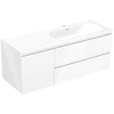 Mexen Orio шкаф за баня 120 см с мивка Vela дясна, 2S, 1D, бял гланц (91A13-12047-3-BBFFF00-W23P00)