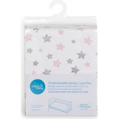 Ceba Baby Prostěradlo jersey Pink Stars 60x120