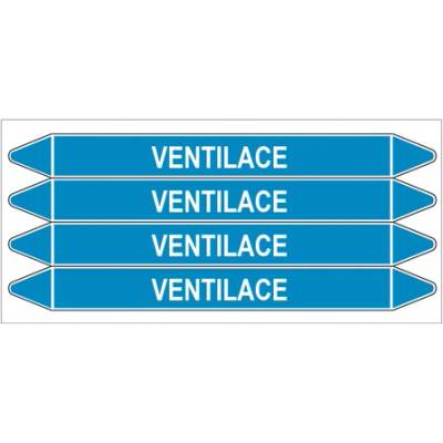 Značení potrubí, ventilace,4 ks, 250 × 26 mm PZ 008502