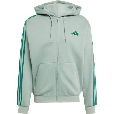 Adidas Мъжки суичър adidas Essentials 3-Stripes Fleece Full-Zip Hoodie - Silver Green / Collegiate Green - размер M (017-4665-0212)