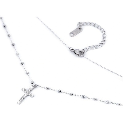 Prima-obchod Náhrdelník z nerezové oceli křížek s broušenými kamínky 64099 – Hledejceny.cz