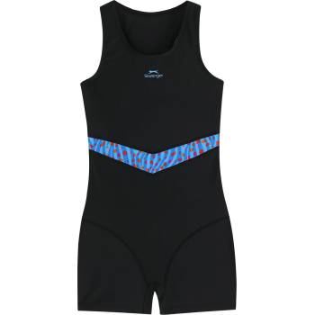 Slazenger Детски бански костюм Slazenger Boy Leg Suit Junior Girls - Black/Cyan Blue