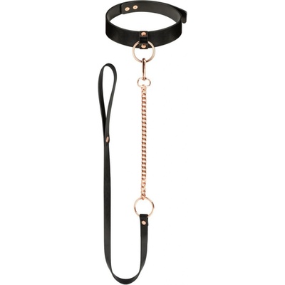 Rosy Gold Collar with Flogger Black