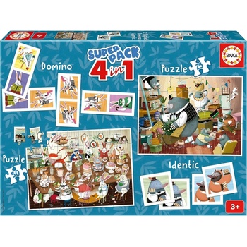 Educa Игрален комплект, Educa, Горски приказки, Домино, Мемори и 2 пъзела (EDU19688)