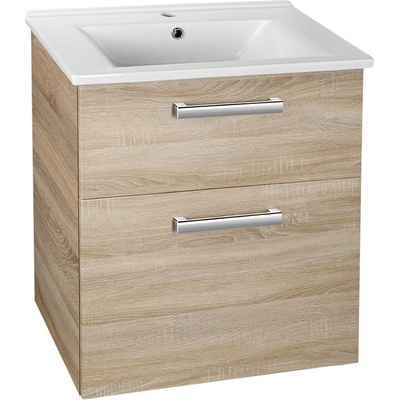 Aqualine VEGA umývadlová skrinka 62x72,6x43,8 cm, 2xzásuvka, dub platin