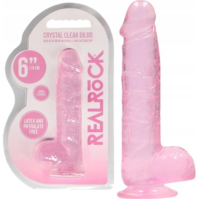 Shots REALROCK Realistic Dildo with Balls Pink 15 cm