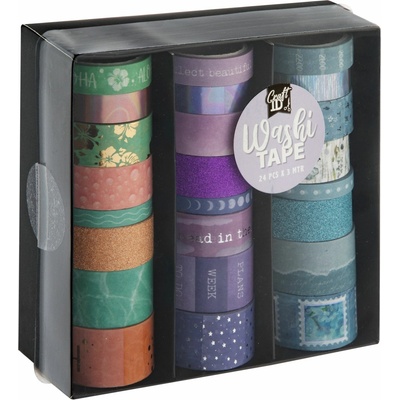 Creatoys Dekorační lepicí páska 3 m 24 ks v boxu fialová – Zboží Dáma