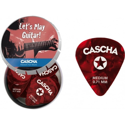 CASCHA Guitar Pick Set Box Medium (24 medium guitar picks + metal box)