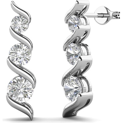 Royal Fashion stříbrné pozlacené náušnice s drahokamem moissanitem ME077