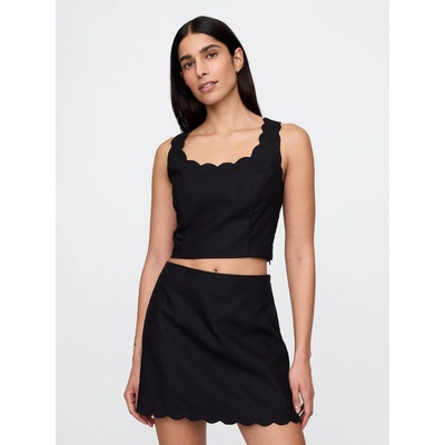 GAP Ľanový crop top Čierna