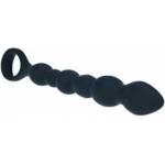  Beaded Snake Silicone Anal Probe with Loop - Black