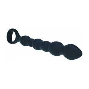  Beaded Snake Silicone Anal Probe with Loop - Black