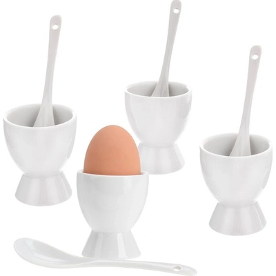 EH Excellent Houseware Kalíšky na vejce + lžičky, 8 ks v sadě bílá