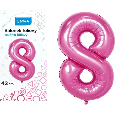 LUMA Balónek foliový č. 8 40 cm růžový