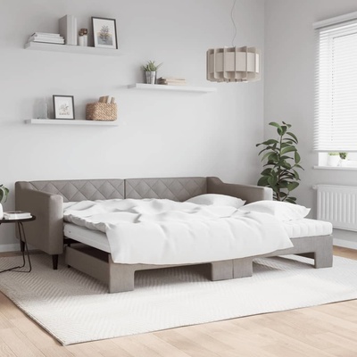 vidaXL Válenda s přistýlkou a matracemi taupe textil