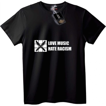 NOONEBRAND Тениска Обичам Музиката, Мразя Расизма - 7XL, Black