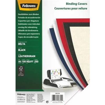 FELLOWES Zadný obal ku špirálovej väzbe, A4, 250 g, matný, FELLOWES "Delta", čierny