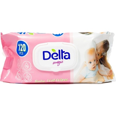 Delta Бебешки мокри кърпички Delta Magic - 120 броя, розови (3800502666110)