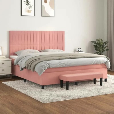 vidaXL Box spring postel s matrací samet růžová