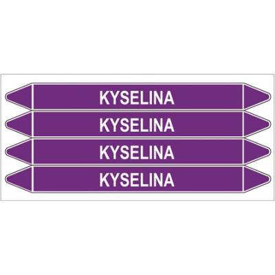 Značení potrubí, kyselina,4 ks, 250 × 26 mm PZ 006985