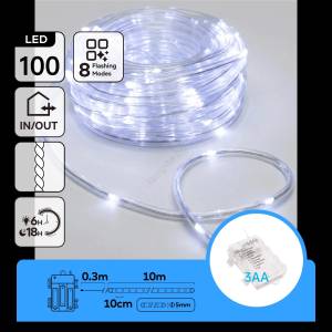 Aigostar - външна LED коледна гирлянда 100xLED/8 режима 3xAA 10, 3m IP44 студено бяла (AI3108)