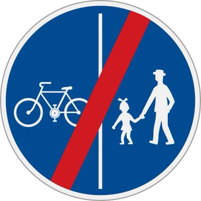 Dopravní značka C10b(K-C) Konec stezky pro chodce a cyklisty dělené (Kolo/Chodec)