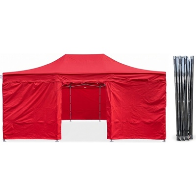 TENTino Nožnicový párty stan 4x6 m / 8 nôh STEEL HEXAGON 7A - ČERVENÁ