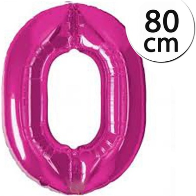 FUN RAG 0Pink 600308 Héliový balón fóliový číslo 0 ružový 80 cm