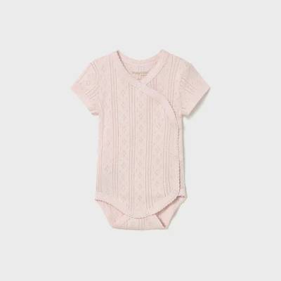 Mayoral Боди къс ръкав бебешко розов цвят с детайли за новородено момиче Mayoral