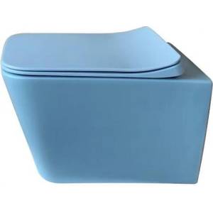 Inter Ceramic Конзолна тоалетна чиния ICC 5135BL, седалка и капак, порцелан, син, 52x37x36см (5135BL)