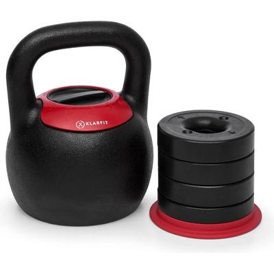 KLARFIT Adjustabell, регулируем kettlebell, тегло: 8/10/12/14/16 кг, черен / червен (FITN14-Adj. Ket. 16kg) (FITN14-Adj.Ket.16kg)