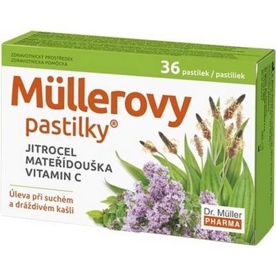 Dr. Müller Müllerovy pastilky s jitrocelem mateřídouškou bez cukru 36 pastilek