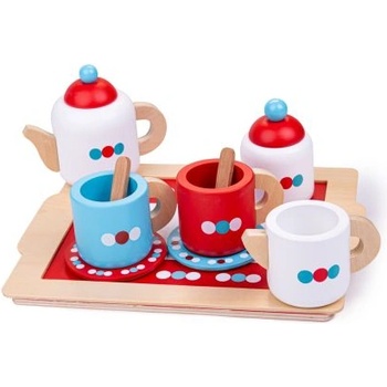 Bigjigs Toys Дървени детски комплект за чай с поднос (bj620)