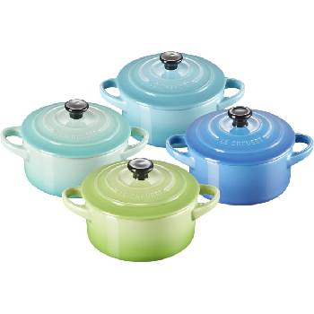 Le Creuset Съдове за печене и сервиране Mini Cocotte Metallics 250 мл сини и зелени 4 бр (79212105139100)